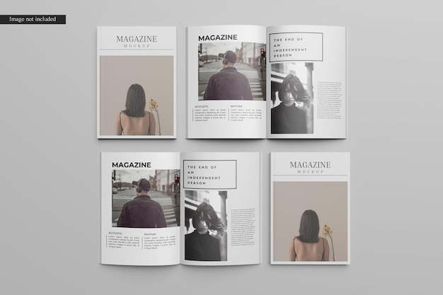 PSD magazine mockup open and cover top view