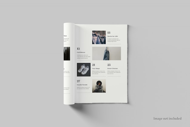 PSD rivista mockup vista dall'alto