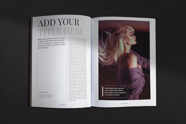 Mockup di rivista con contenuto personalizzabile modificabile 03