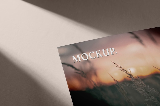 Magazine mockup with shadow overlay