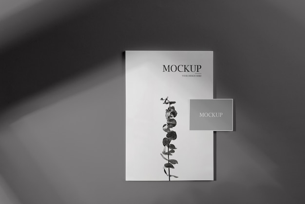 Magazine mockup with shadow overlay