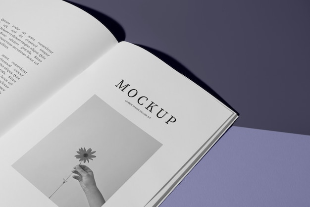 Magazine mockup with shadow overlay