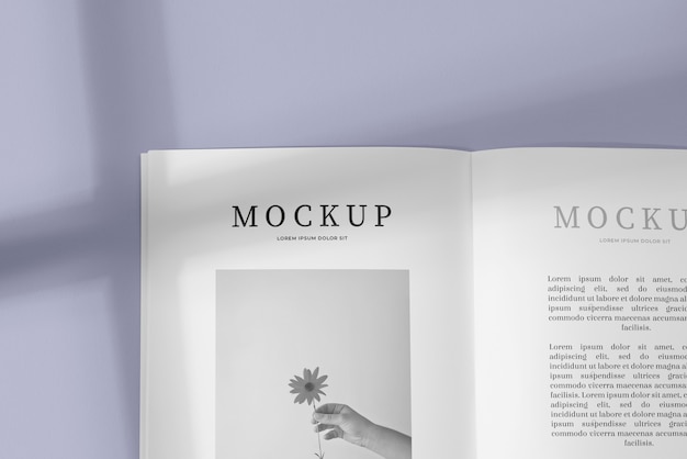 Magazine mockup with shadow overlay