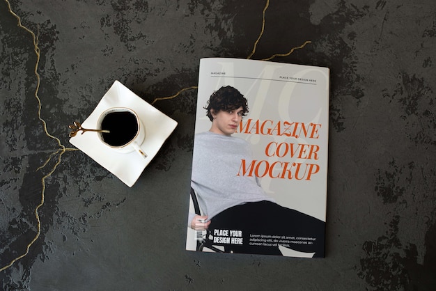 Magazine mockup with staple closure