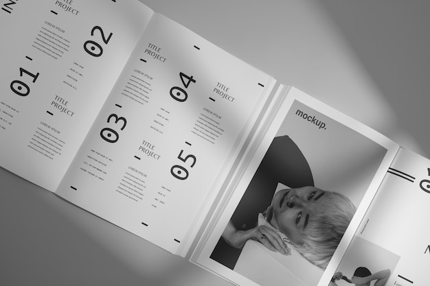 Magazine mockup with window shadow