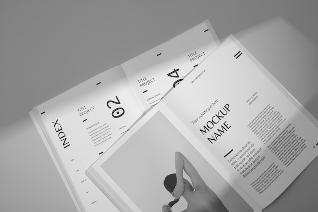 PSD magazine mockup with window shadow