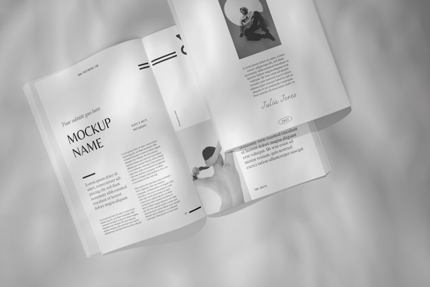 PSD magazine mockup with window shadow