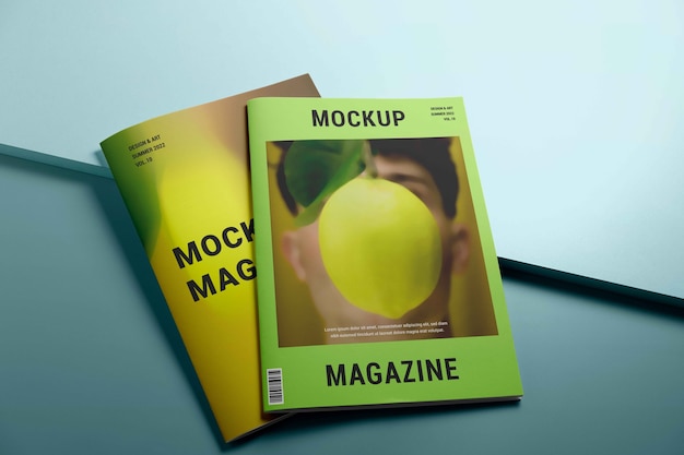 Magazine in studio mockup