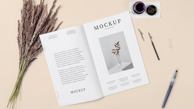 Rivista con mockup di ingredienti naturali