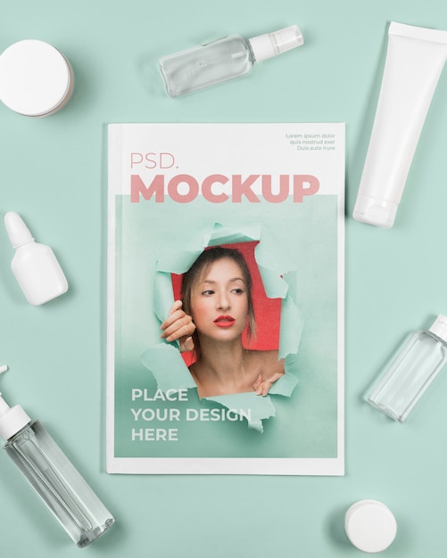 Rivista con mockup di ingredienti naturali