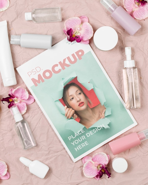 Magazine with natural ingredients mockup