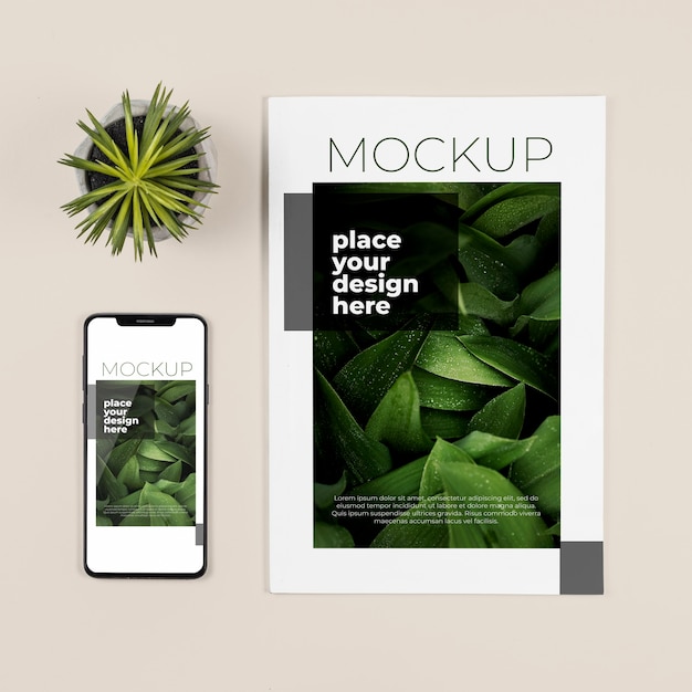 Rivista con mockup di ingredienti naturali