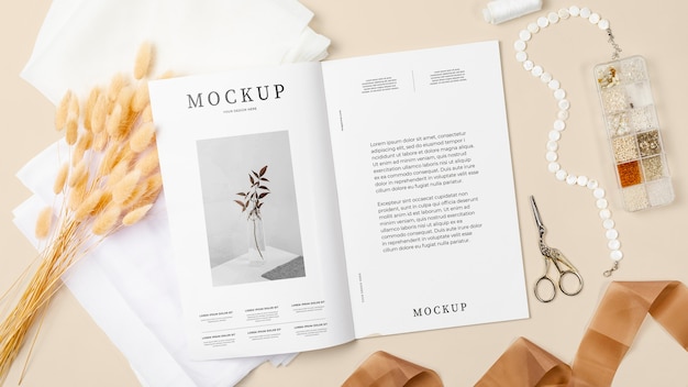 Magazine with natural ingredients mockup