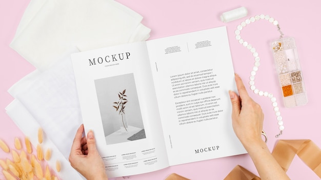 Magazine with natural ingredients mockup