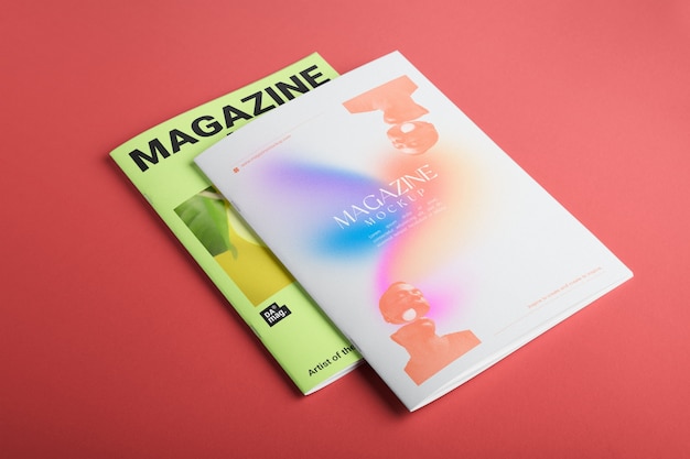 PSD magazine with staple closure mockup