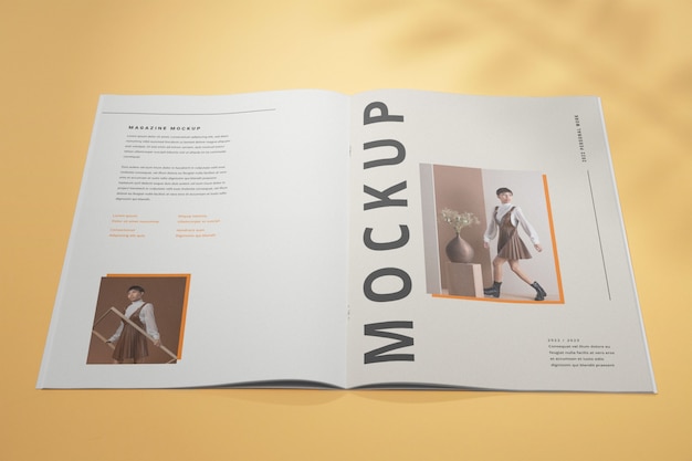 PSD magazine with staple closure mockup