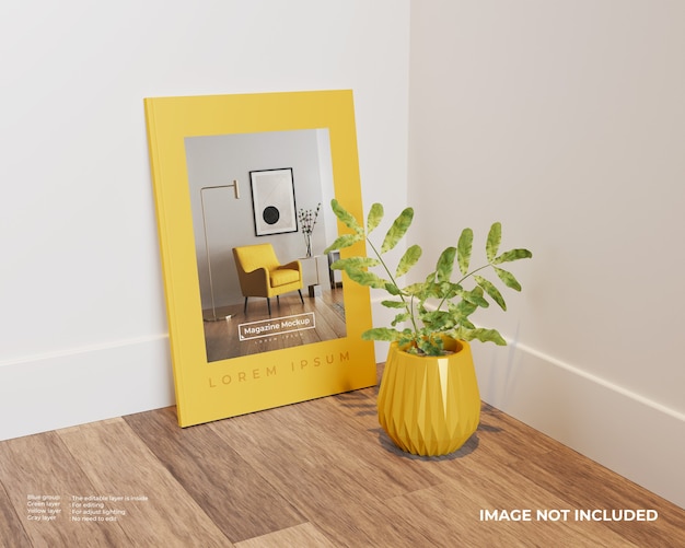 Magazines mockup with plant