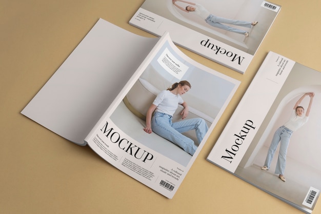 PSD magazines in studio mockup