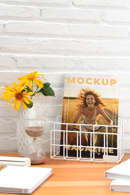 Magazinhouder mock-up ontwerp.