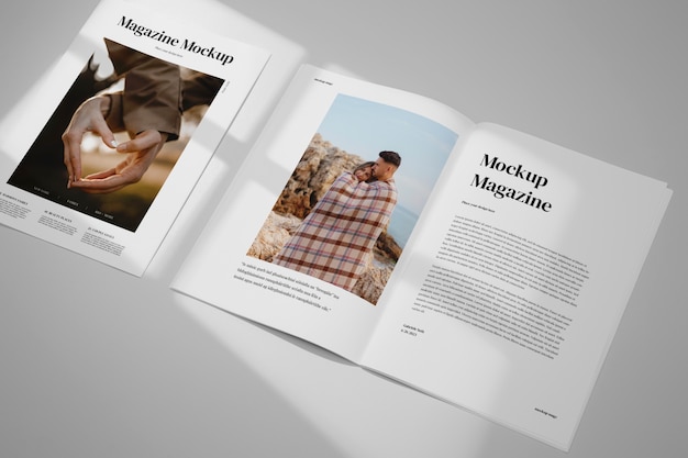 Magazyn A4 lub ulotka z cieniem pochodzącym z okien