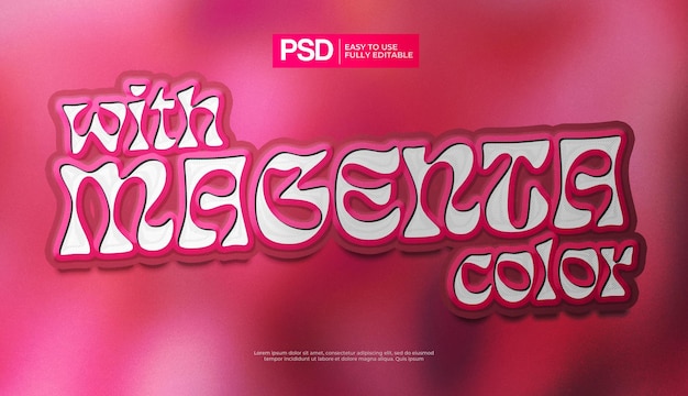 Magenta 3d text effect