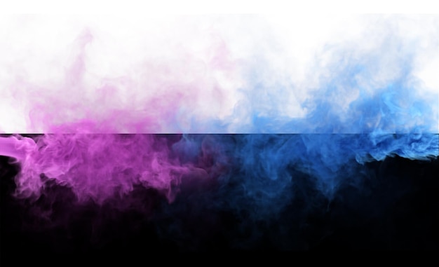 Priorità bassa di struttura del fumo di mistero magenta e blu. duo colori nebbia. 3d rendono la nebbia astratta per la festa