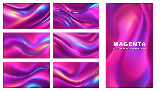PSD magenta holographic background set