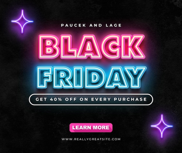 Magenta i Cyan Neon Black Friday Sprzedaż Facebook Post 1