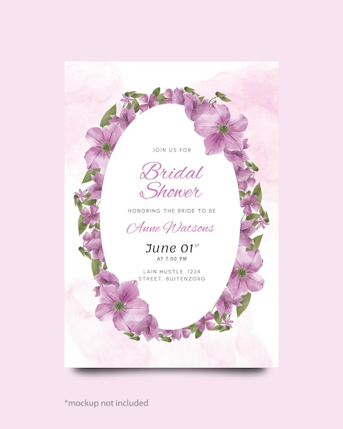 PSD magenta watercolor bridal shower template