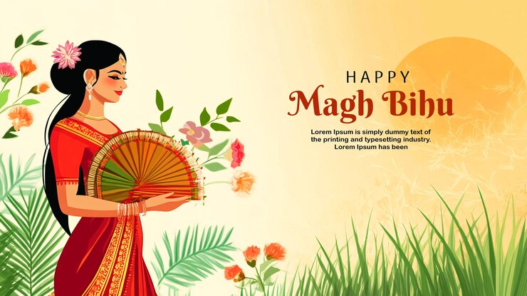 PSD magh bihu festival asam background design