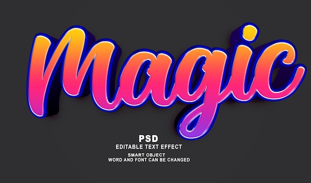 Magic 3d modificabile in stile effetto testo photoshop con sfondo premium