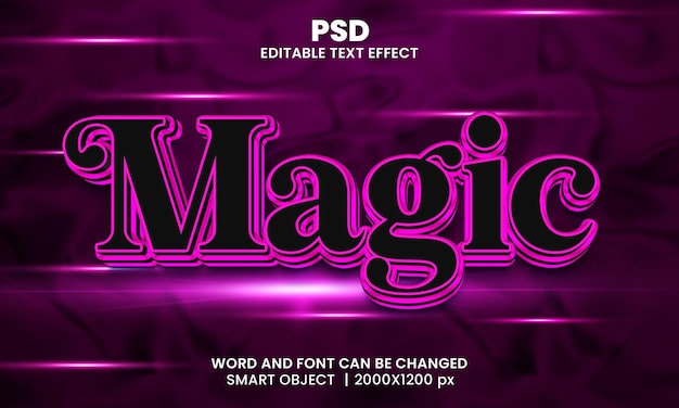 Magic 3d editable text effect premium psd with background