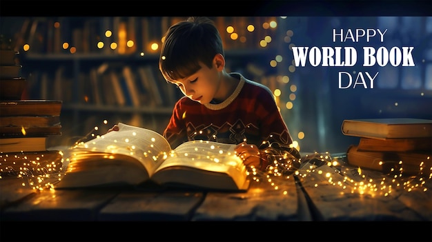Magic book with open pages and abstract lights shining in darkness literature and fairytale concept