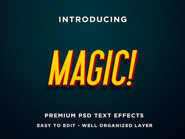 Effetti di testo 3d magici e premium psd