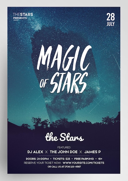 PSD magic stars event party flyer