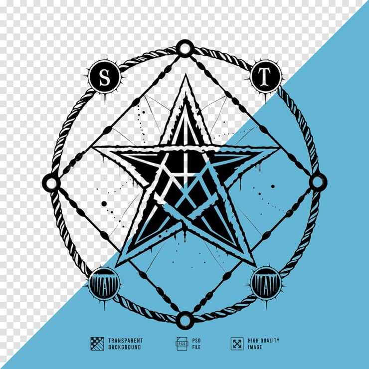 PSD magic symbol image arranged in a circle without background hd quality