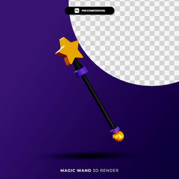 PSD magic wand 3d render illustration isolated