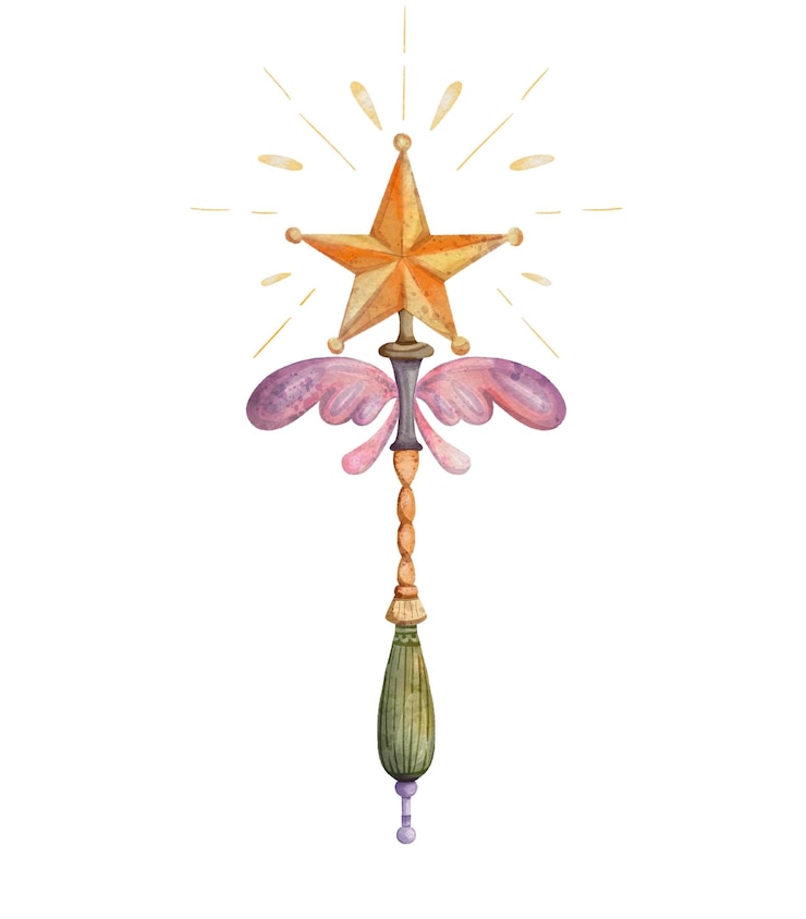 PSD magic wand with a star and pink wings