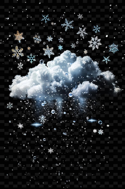 Magica nuvola altocumulus con fiocchi di neve scintillanti e sil neon color shape decor collections