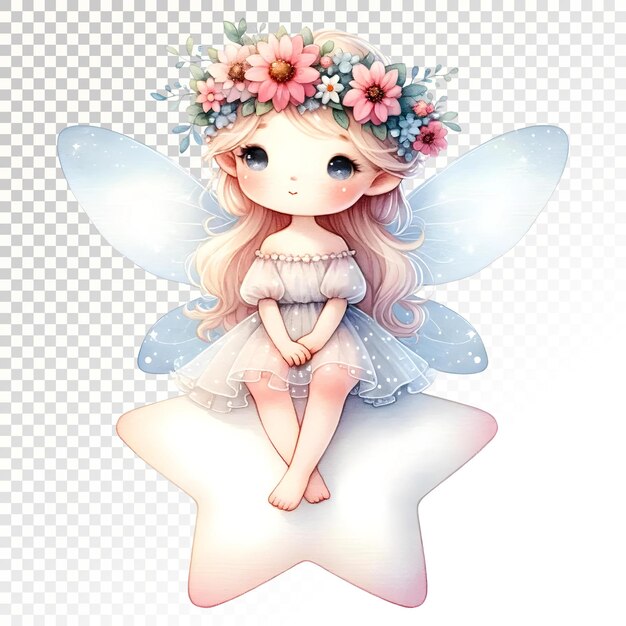 magical fairy sitting on a flower clipart or magical fair