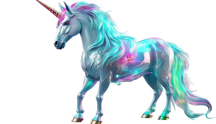 PSD magical unicorn with iridescent mane