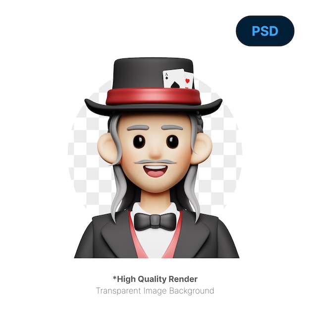 Magician 3d character premium psd