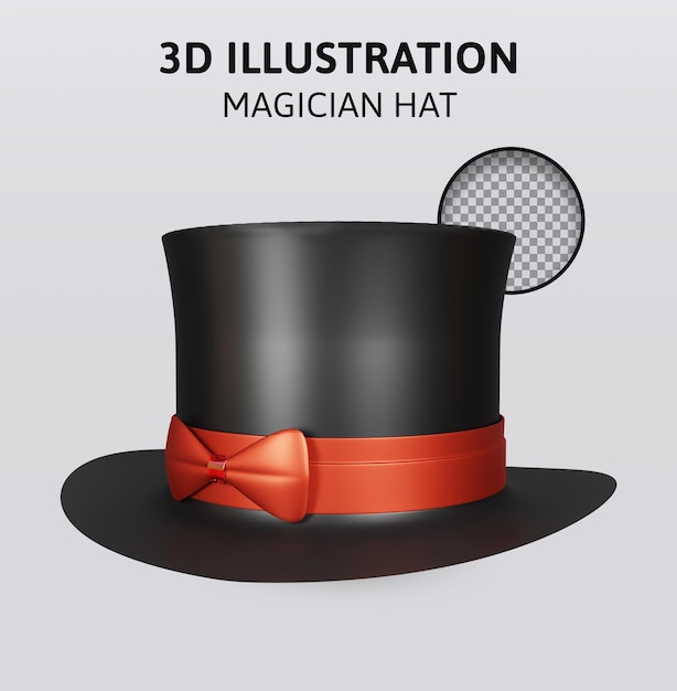 PSD illustrazione della rappresentazione del cappello del mago 3d