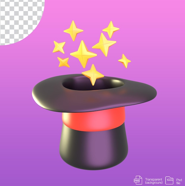 Magician hat 3D on transparent background