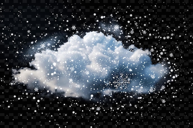 PSD magiczna chmura altocumulus z błyszczącymi płatkami śniegu i kolorowym neonem