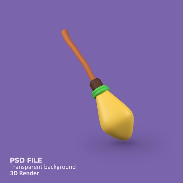 Magische bezem geïsoleerd 3D rendering icoon illustratie