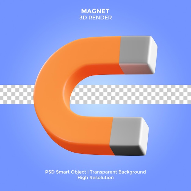 Magnete 3d render illustrazione isolato psd premium