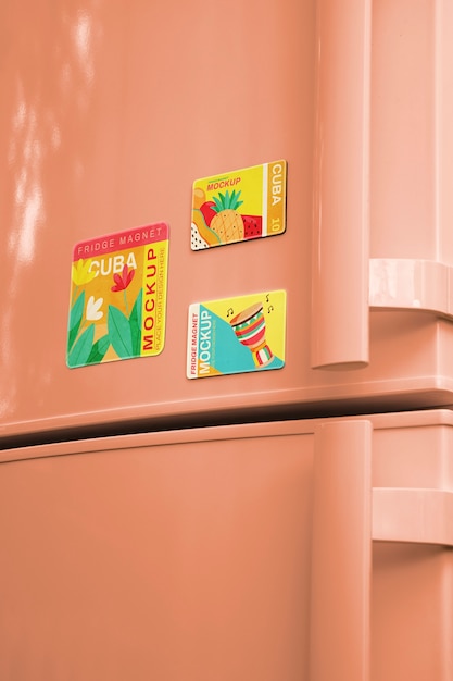 PSD magnet mockup design on fridge