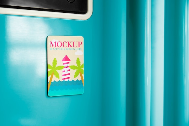 PSD magnet mockup design on fridge