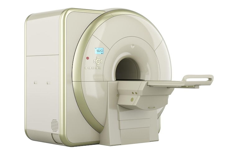 PSD magnetic resonance imaging scanner mri 3d rendering isolated on transparent background